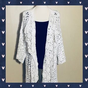 EUC FREE PEOPLE Crocheted Waterfall front Kimono